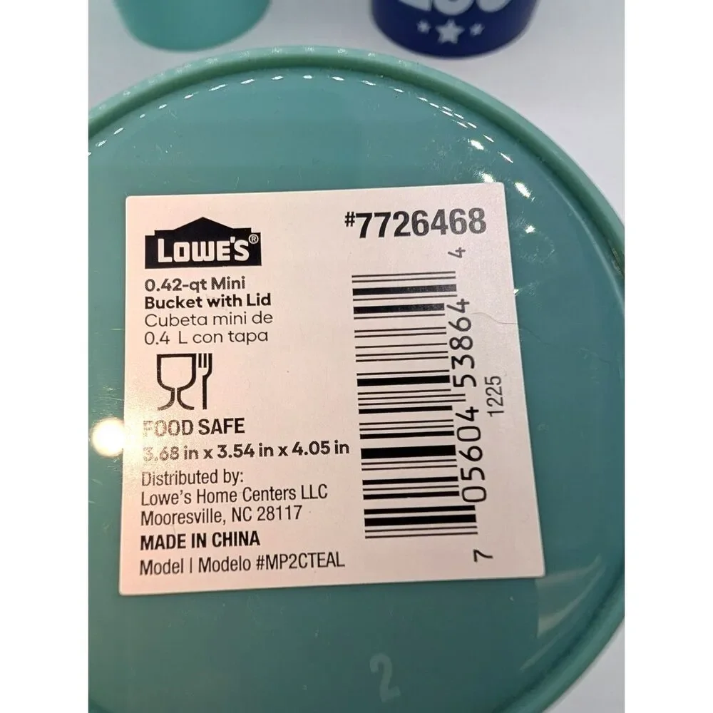 (4) Mini Buckets-(2) Light Teal Lowes (1) 250 yr Blue Lowes (1) Teal Hobby Lobby